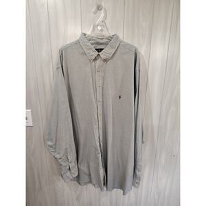 Polo Ralph Lauren Men’s 4XLT Tall Button Down Shirt Green Plaid Long Sleeve Prep